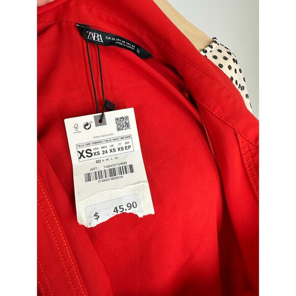 Zara women's red polyester woven shirt,   NWT size XS - Picture 6 of 7